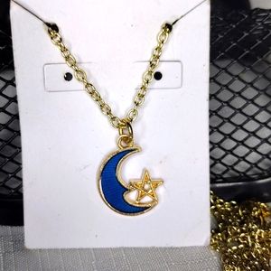 ✨HOST PICK✨Gold Plated Blue Moon and Star Necklace